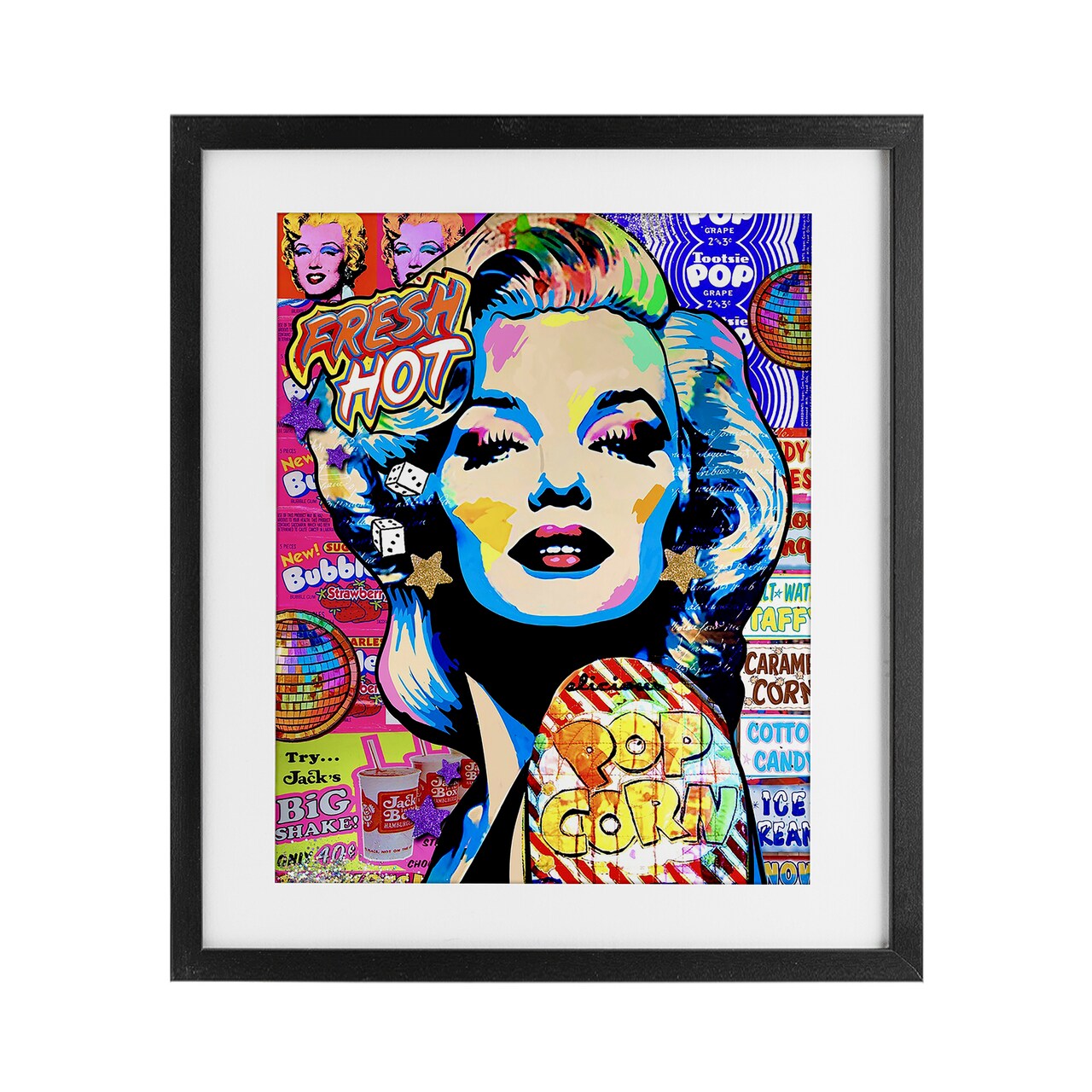 Stupell Industries Marilyn Candy Pop Style Framed Print Under Glass, design by Jess Stempel